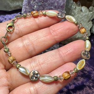 Native American Ghost Bead and Moon Face Bracelet - Handmade